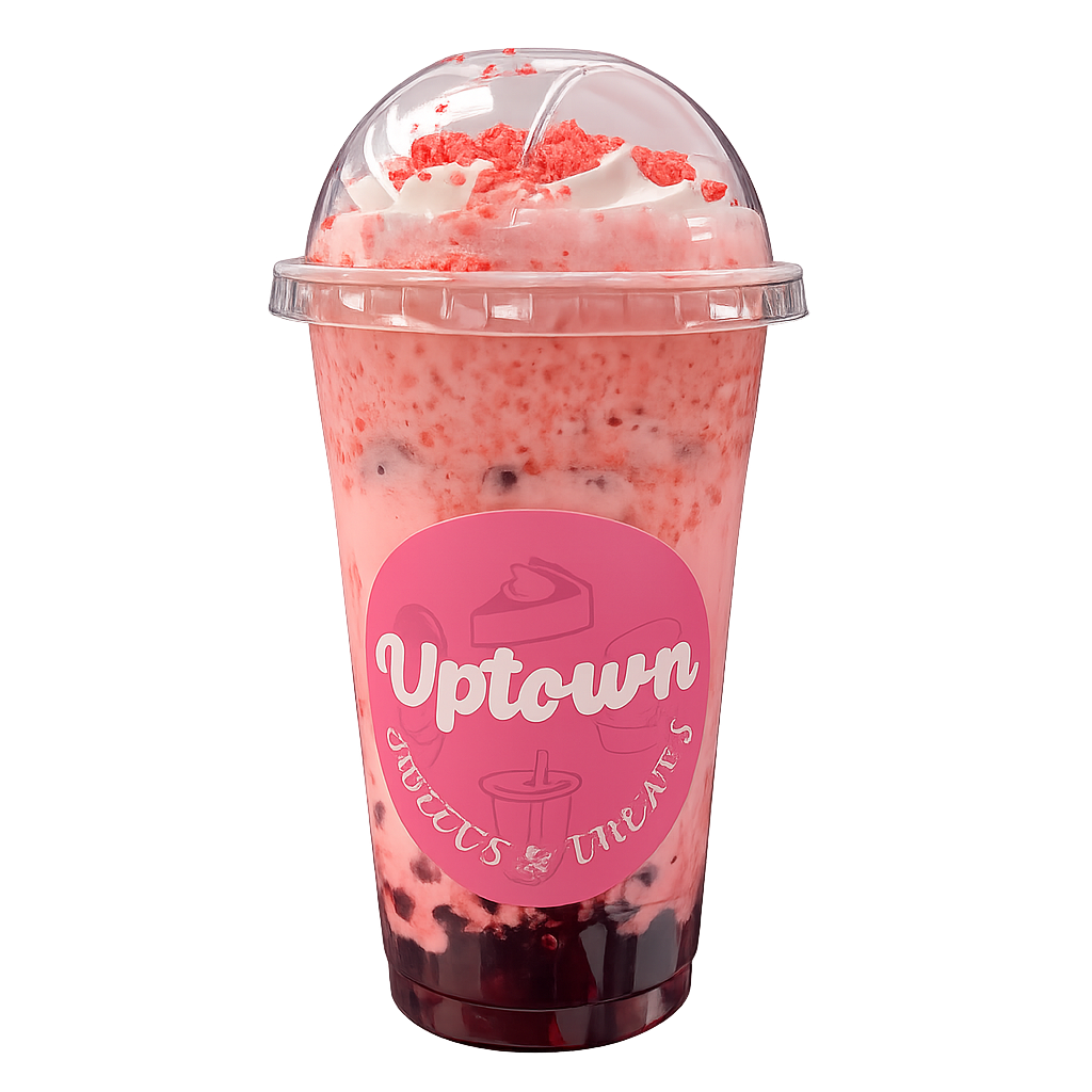 Pink and berry layered iced drink