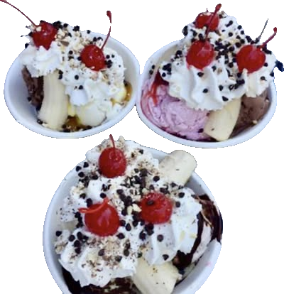 Ice cream cups with cherries